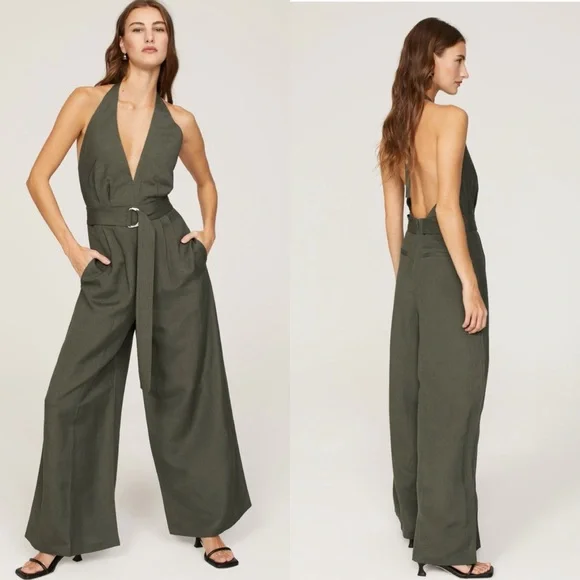 Adam Lippes x RTR Sage Halter Jumpsuit - Wide-Leg Open Back Design - Picture 3 of 8